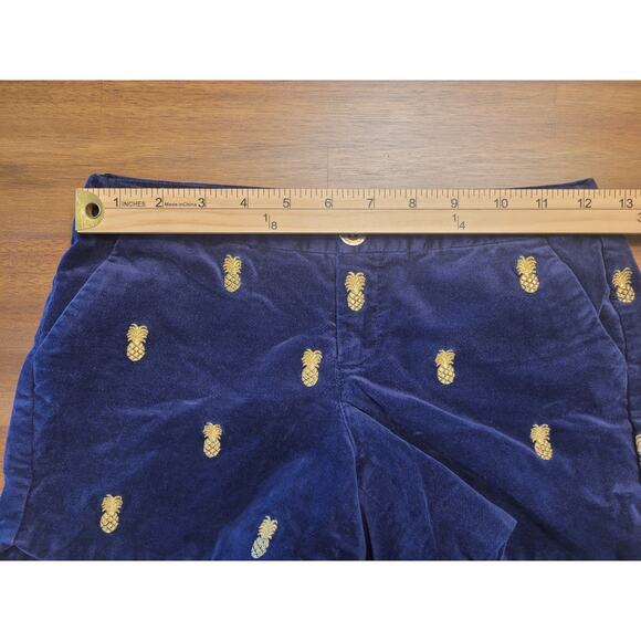 Lilly Pulitzer Adie Shorts – Navy Velvet w/ Gold Pineapples – Sz 00 - Picture 6 of 11